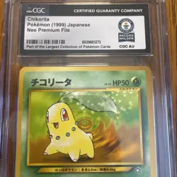 CGC graded 1999 Japanese Neo Premium File Chikorita Pokemon card World Record 1 - Image 3