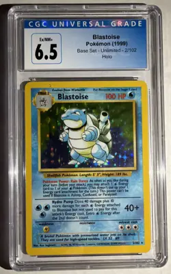 CGC 6.5 Excellent+/NM Blastoise 2/102 Base Set HOLO RARE Pokemon - Old Label - Image 1
