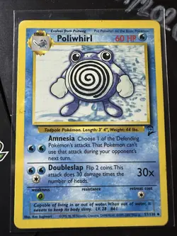 Poliwhirl 57/130, Pokemon Base Set 2, Pokemon TCG, 2000, Uncommon, Vintage, NM - Image 1