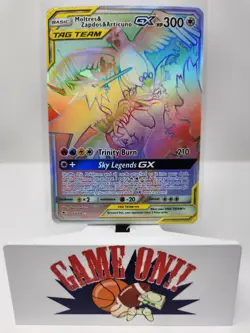 Pokemon Moltres Zapdos Articuno GX Tag Team 69/68 Hidden Fates Secret Rainbow sc - Image 1