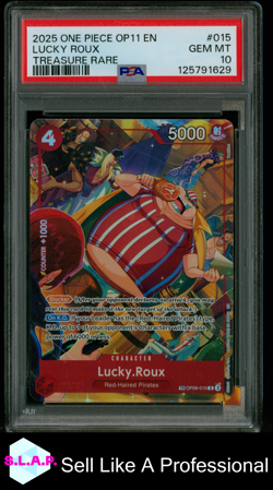 LUCKY ROUX TREASURE RARE ONE PIECE OP11-A FIST OF DIVINE SPEED 2025 015 PSA 10 - Image 1