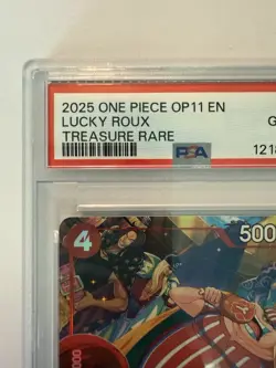 ONE PIECE OP11-A FIST OF DIVINE SPEED TREASURE RARE TR #015 LUCKY ROUX PSA 10 - Image 2