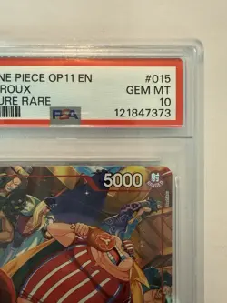 ONE PIECE OP11-A FIST OF DIVINE SPEED TREASURE RARE TR #015 LUCKY ROUX PSA 10 - Image 3