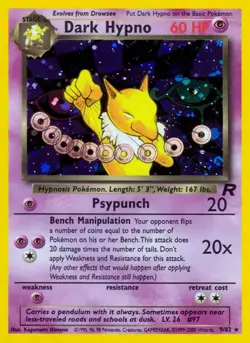 Dark Hypno - 9/82 - Pokemon Team Rocket Unlimited Holo Rare Card WOTC NM - Image 1