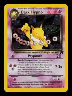 Pokemon Card Dark Hypno 9/82 Holo Team Rocket Vintage Rare WOTC LP 2000 - Image 1