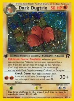 Dark Dugtrio - 6/82 - Pokemon Team Rocket 1st Edition Holo Rare Card WOTC LP - Image 1