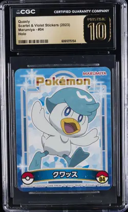 2023 POKEMON SCARLET & VIOLET STICKERS MARUMIYA HOLO #04 QUAXLY CGC 10 PERFECT - Image 1