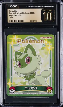 2023 POKEMON SCARLET & VIOLET STICKERS MARUMIYA HOLO SPRIGATITO CGC 10 PERFECT - Image 1