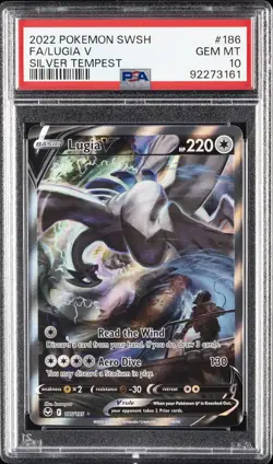 2022 POKEMON SWORD & SHIELD SILVER TEMPEST #186 FULL ART/LUGIA V PSA 10 - Image 1