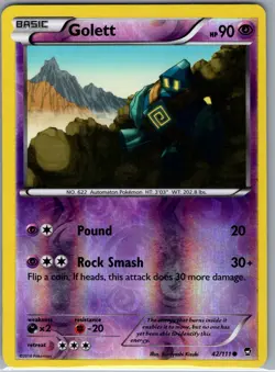 Golett 42/111 Reverse Holo - XY - Furious Fists - Pokemon Card - LP - Image 1