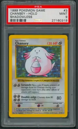 Pokemon Base Set Shadowless Chansey Holo Rare 3/102 PSA 9 - Image 1