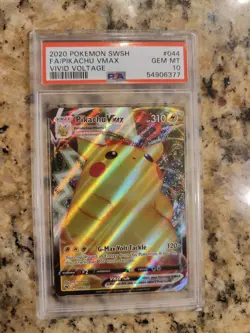 Pokemon Pikachu VMAX Ultra Rare Full Art Holo 044/185 Vivid Voltage PSA 10 - Image 1