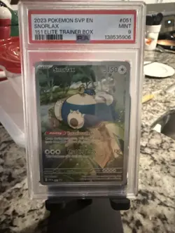 Pokemon TCG Snorlax Illustration Rare Scarlet and Violet 151 ETB Promo PSA 9 - Image 3