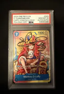 PSA 10 Signed 2024 One Piece Monkey D Luffy P-043 Exclusive Colleen Clinkenbeard - Image 1