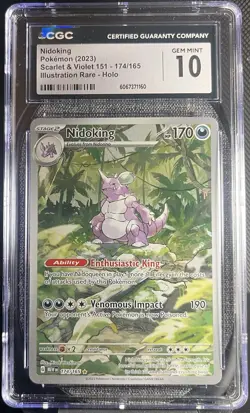 CGC 10 GEM MINT Pokemon Nidoking 174/165 Scarlet & Violet 151 ENGLISH - Image 1