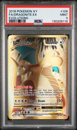 2016 POKEMON XY EVOLUTIONS #106 FULL ART/DRAGONITE EX PSA 9 - Image 1