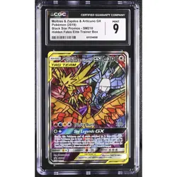 CGC 9 MINT Moltres Zapdos Articuno GX #SM210 Hidden Fates Black Star Promo Holo - Image 1