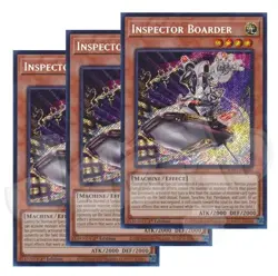 Yugioh - Inspector Boarder x 3 - 1st Edition Secret Rare NM - Free Holo Card - Image 1