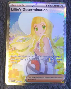 Pokemon Lillie's Determination 184/132 Me01 Full Art Holo Trainer English Card - Image 1