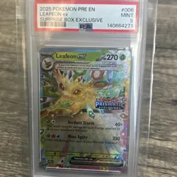 2025 Pokemon Prismatic Evolutions Leafeon Ex #006 Surprise Box PSA 9 - Image 1