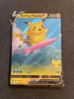 Surfing Pikachu V 006/025 Celebrations NM Ultra Rare Pokemon Card - Image 1