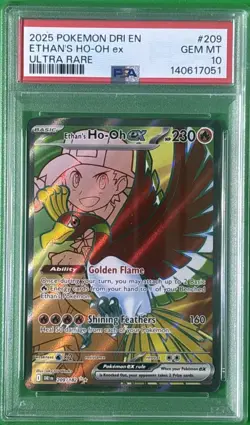 2025 POKEMON DRI EN-DESTINED RIVALS ULTRA RARE #209 ETHAN'S HO-OH EX PSA 10 - Image 1