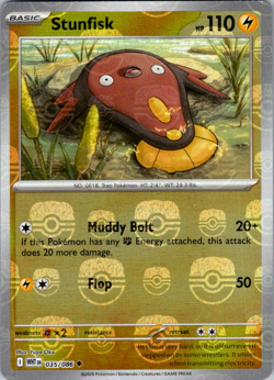 2025 Pokemon SV White Flare Stunfisk Reverse Holo Master Ball Uncommon #035/086 - Image 1