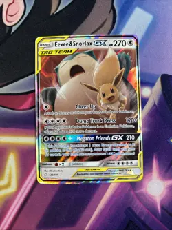 Eevee & Snorlax GX 120/181 - Team Up Tag Team Ultra Rare Holo Pokemon TCG NM - Image 1