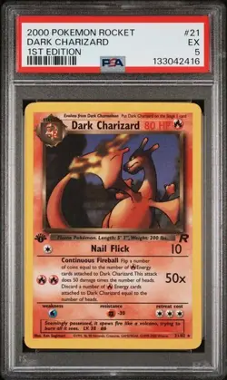 2000 Pokemon Dark Charizard 1st Edition 21/82 Team Rocket #21 PSA 5 NON Holo - Image 1