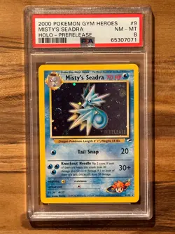 Pokemon Gym Heroes Misty's Seadra Prerelease PSA 8 Cert # 65307071 SWIRL - Image 2