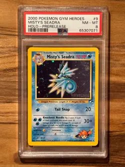 Pokemon Gym Heroes Misty's Seadra Prerelease PSA 8 Cert # 65307071 SWIRL - Image 3