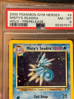 Pokemon Gym Heroes Misty's Seadra Prerelease PSA 8 Cert # 65307071 SWIRL - Image 4