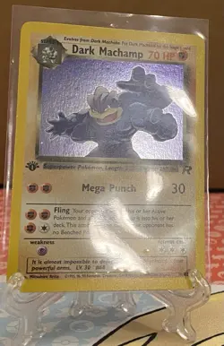 Pokemon Dark Machamp Holo Rare 1st Edition Near Mint Condition With Swirl - Image 1