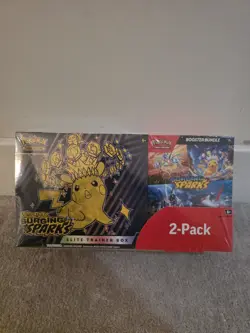Pokemon TCG Surging Sparks Costco 2 Pack ETB & Booster Bundle New Sealed FAST🚚 - Image 1