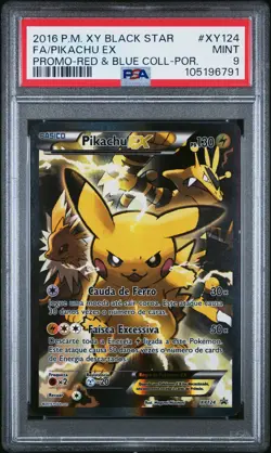 2016 POKEMON XY BLACK STAR PROMO #XY124 FULL ART/PIKACHU EX PSA 9 - Image 1