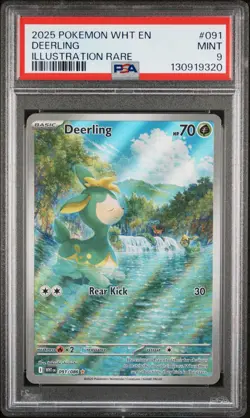 2025 POKEMON WHT EN-WHITE FLARE ILLUSTRATION RARE #091 DEERLING PSA 9 - Image 1