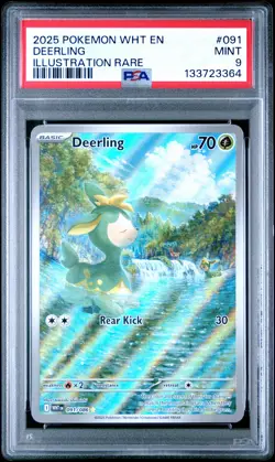 2025 POKEMON WHT EN-WHITE FLARE ILLUSTRATION RARE #091 DEERLING PSA 9 - Image 1