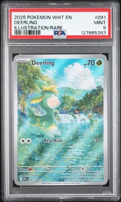 2025 POKEMON WHT EN-WHITE FLARE ILLUSTRATION RARE #091 DEERLING PSA 9 - Image 1