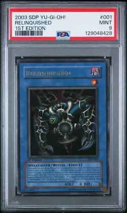 2003 YU-GI-OH! STARTER DECK: PEGASUS 1ST ED #001 RELINQUISHED PSA 9 - Image 1