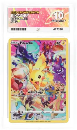 Pokemon Pikachu TCG Holo Card Secret, 160/159 Crown Zenith Edition Graded Ace 10 - Image 3
