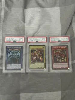 You-Gi-Oh! 3 Egyptian God Cards Legendary Collection 2010 PSA 10 - Image 1