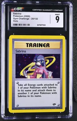 CGC 9 MINT Sabrina 2000 Gym Challenge 20/132 Holo Pokemon Card - Image 1