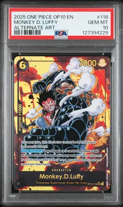 2025 ONE PIECE OP10-ROYAL BLOOD ALTERNATE ART #118 MONKEY D. LUFFY PSA 10 - Image 1