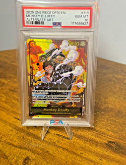 2025 ONE PIECE OP10-ROYAL BLOOD ALTERNATE ART #118 MONKEY D. LUFFY PSA 10 - Image 1