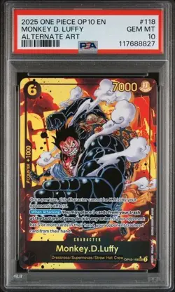 2025 ONE PIECE OP10-ROYAL BLOOD ALTERNATE ART #118 MONKEY D. LUFFY PSA 10 - Image 1