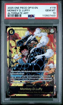 2025 ONE PIECE OP10-ROYAL BLOOD ALTERNATE ART #118 MONKEY D. LUFFY PSA 10 - Image 1