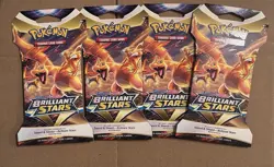 Pokemon Brilliant Stars Sleeved Booster Packs Charizard Artwork X4 - Image 1
