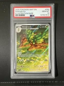 Sawsbuck Illustration Rare - 2025 Pokemon White Flare #092 - LOW POP - PSA 10 - Image 1