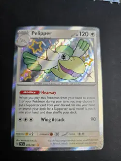 Pelipper Shiny Holo Rare Card Pokemon TCG 204/091 SV: Paldean Fates 2024 NM - Image 1