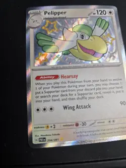 Pelipper Shiny Holo Rare Card Pokemon TCG 204/091 SV: Paldean Fates 2024 NM - Image 2